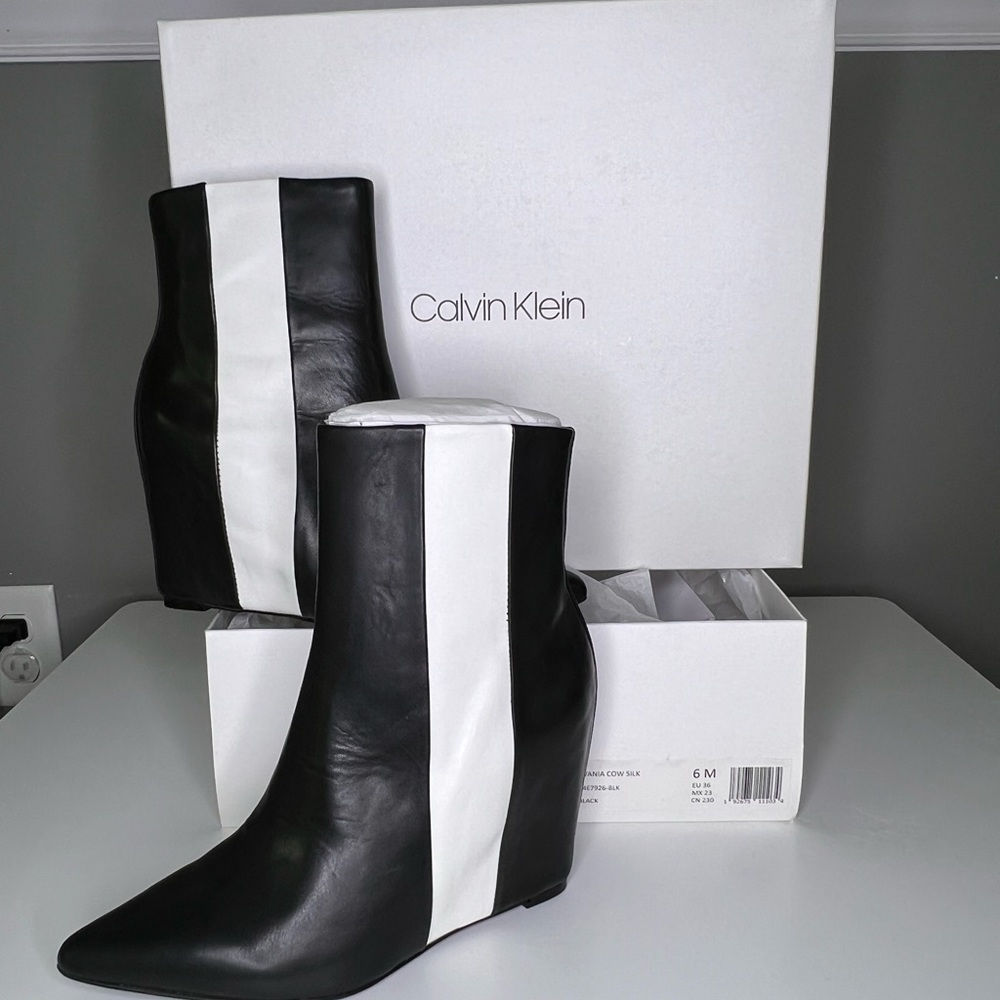 Calvin Klein Yvania Cow Silk Hidden Heel Booties